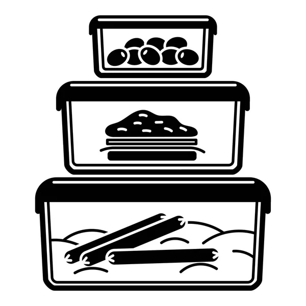 Pila de icono de la caja de almuerzo, estilo simple — Vector de stock