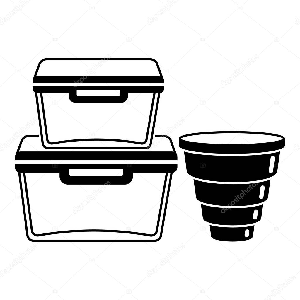 Empty plastic lunch boxes icon, simple style