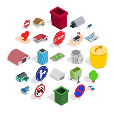 İlçesi Icons set, izometrik stili