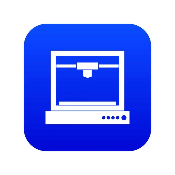 Modelo de impresora 3d icono azul digital — Vector de stock