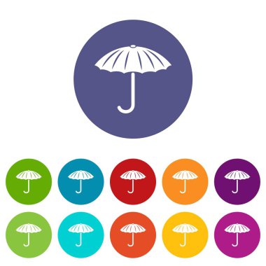 Koruma şemsiyesi simgeler renk beyaz arka plan üzerinde herhangi bir web tasarımı için vektör ayarla