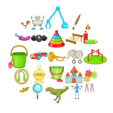 Neşeli oyuncak Icons set, karikatür tarzı