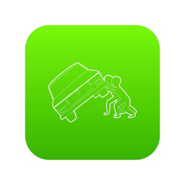 İnsanlar devrilmiş araba yeşil simge vektör