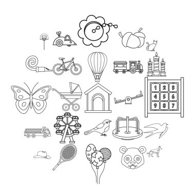Akıllı çocuk Icons set, anahat stili