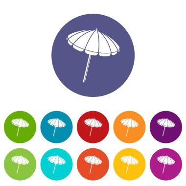 Plaj Şemsiye simgeler vektör renk ayarla