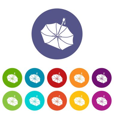 Düşen şemsiye simgeler vektör renk ayarla