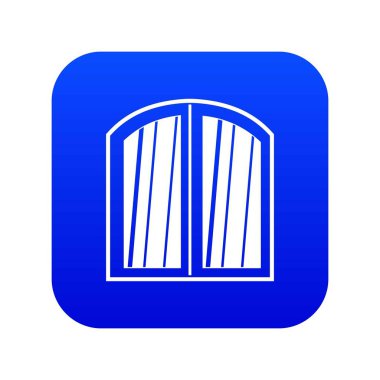 Kemerli beyaz pencere çerçevesi simgesi dijital mavi beyaz vektör illüstrasyon izole herhangi bir tasarım için