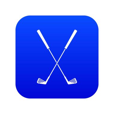 İki golf kulüpleri simgesi dijital mavi