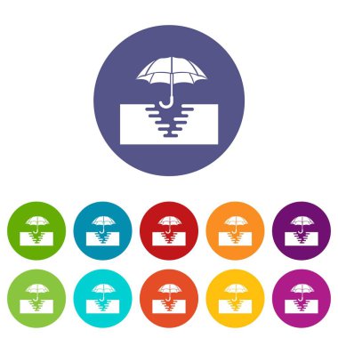 Şemsiye kürek simgeler vektör renk ayarla