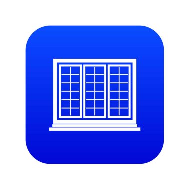 Ahşap trikuspit pencere simge dijital mavi