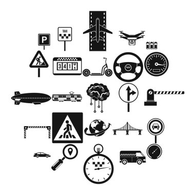 Hareket Icons set, basit tarzı