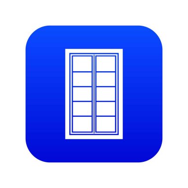 Ahşap kafesli pencere simge dijital mavi