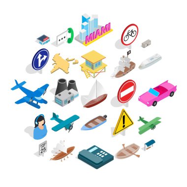 Lüks hayat Icons set, izometrik stili