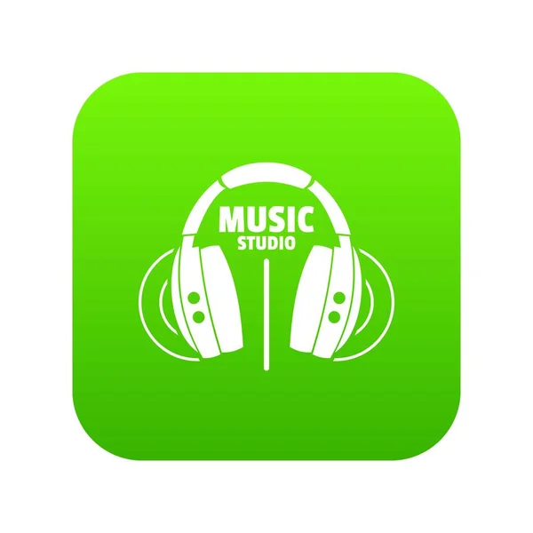 Icono de estudio musical vector verde — Vector de stock