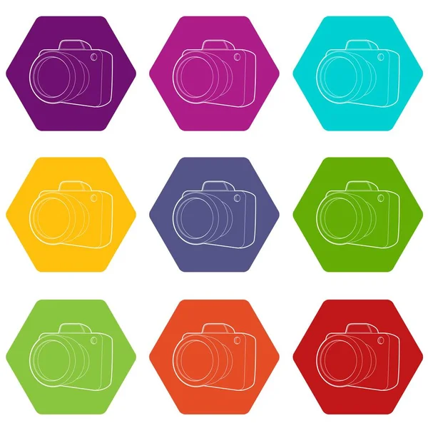 Camera icons set 9 vector — Stock Vector