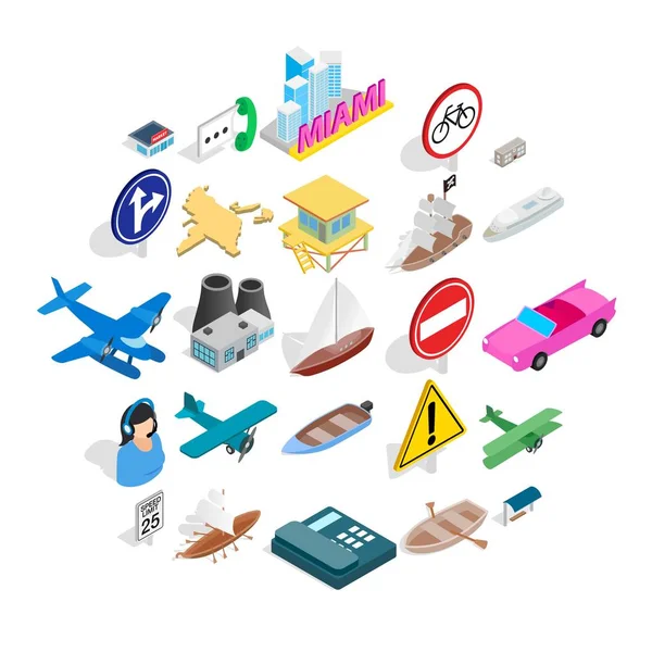 Lüks hayat Icons set, izometrik stili