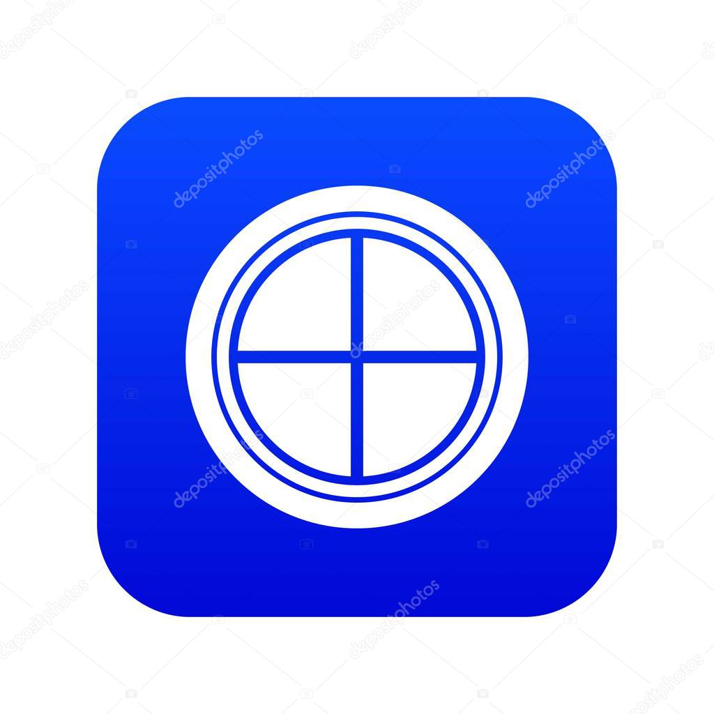 White round window icon digital blue