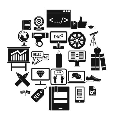 Programlama Icons set, basit stil öğrenmek