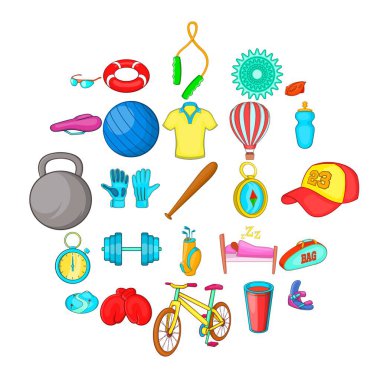 Spor yaşamı simgeler ayarla, tarzı çizgi film