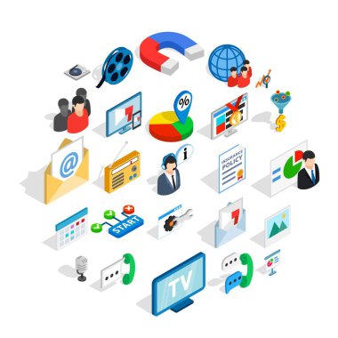 Eğitim video Icons set, izometrik stili