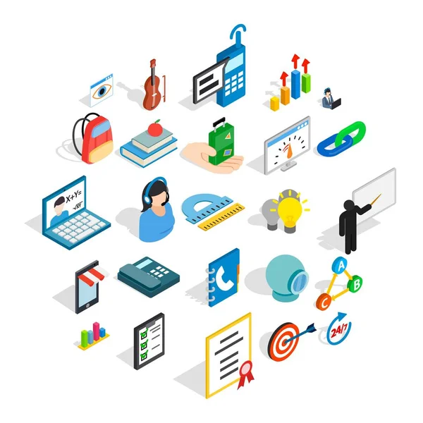 Eğitim kursları simgeler kümesi, izometrik stili