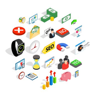 İşlem Icons set, izometrik stili