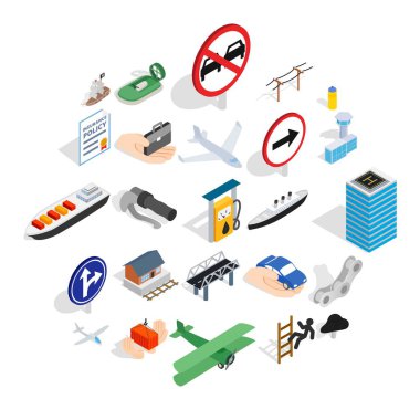 Kiralık bir araç Icons set, izometrik tarzı