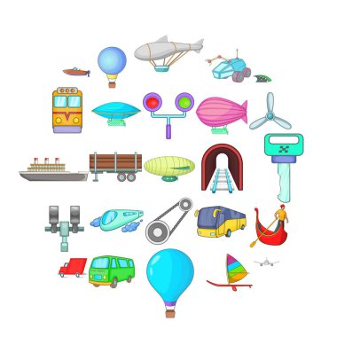 Portage Icons set. Beyaz arka plan üzerinde izole web için 25 portage vektör simge kümesi çizgi film