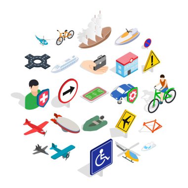 Transfer Icons set, izometrik stili
