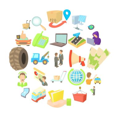 Teslimat geliştirme Icons set, karikatür tarzı