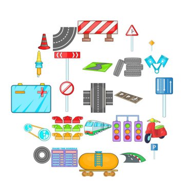 Yol yüzey Icons set, karikatür tarzı