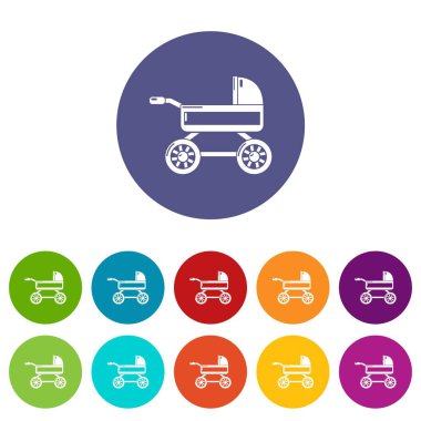 Bebek arabası simgeler vektör renk ayarla