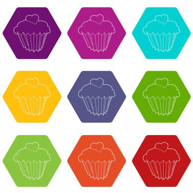 9 vektör cupcake Icons set