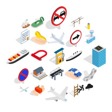 Hazırlık Icons set, izometrik stili