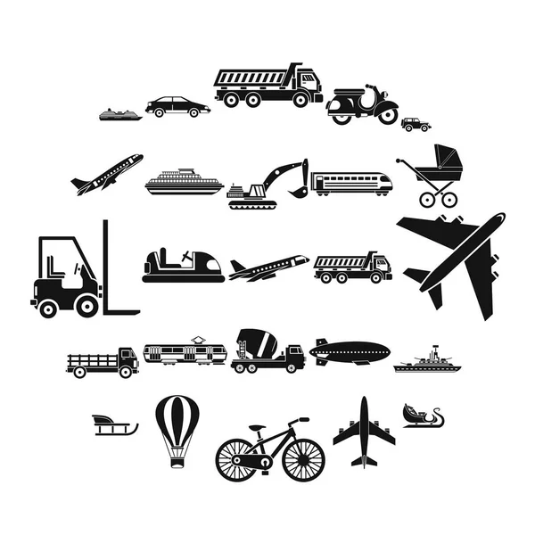 Conjunto de iconos de tránsito, estilo simple — Vector de stock