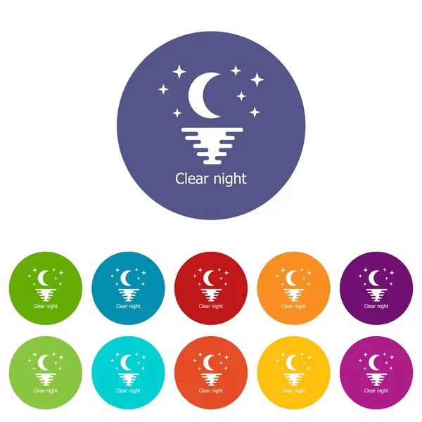 Clear night icons set vector color — Stock Vector