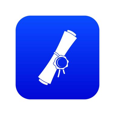 Eski haddelenmiş kağıt bir kırmızı mum mühür simgesi dijital mavi