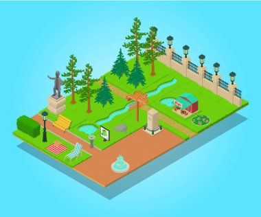 Parkland kavramı afiş, izometrik stili
