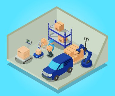 Posta kavramı afiş, izometrik stili