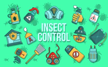 Insect control concept banner, cartoon style clipart