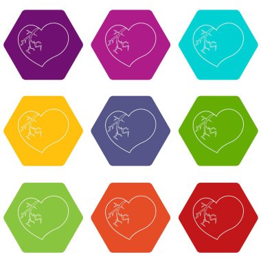 9 vektör kırık kalp Icons set