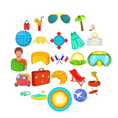 Yurtdışı Icons set, karikatür tarzı