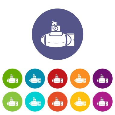 Denizaltı gemisi simgeler vektör renk ayarla