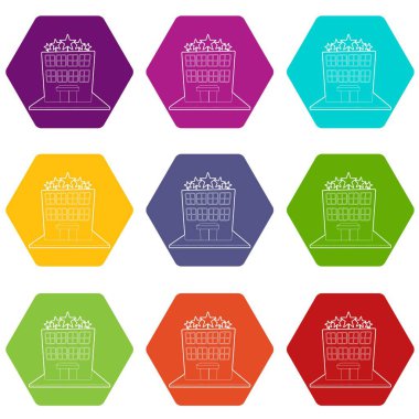 9 vektör otel beş yıldız Icons set