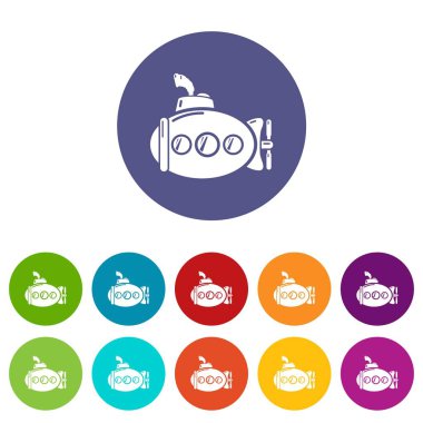 Denizaltı komik simgeler vektör renk ayarla