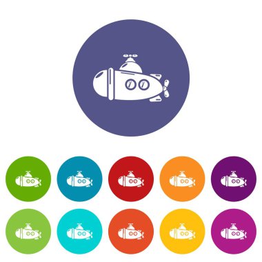 Denizaltı deniz simgeler vektör renk ayarla