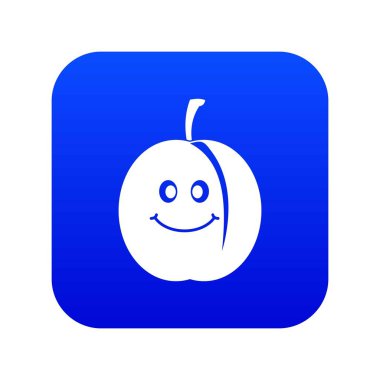 Taze gülümseyen kayısı simgesi dijital mavi