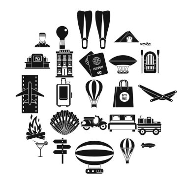 Icons set, basit tarzı hareket zamanı