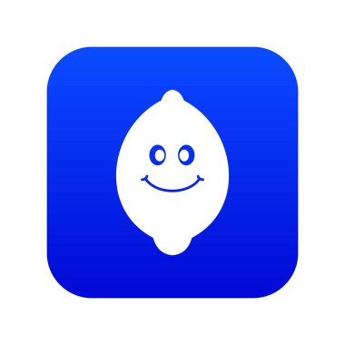 Gülümseyen limon meyve simgesi dijital mavi