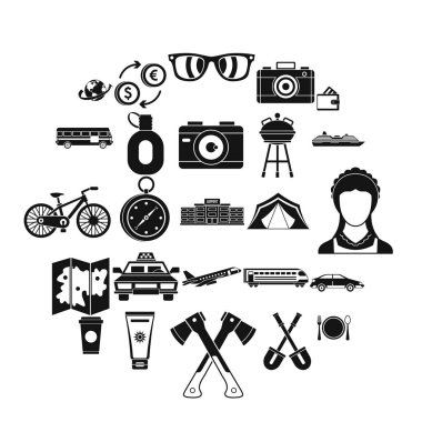 Tatil para Icons set, basit tarzı